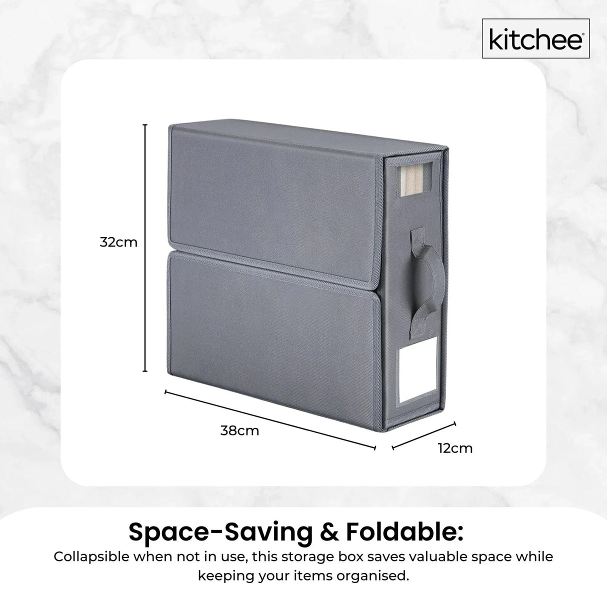 1x Kitchee Foldable Bed Sheet Storage Box - Linen and Closet Organiser Grey