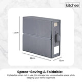 1x Kitchee Foldable Bed Sheet Storage Box - Linen and Closet Organiser Grey - Rear View