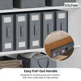 4x Kitchee Foldable Bed Sheet Storage Box – Linen & Closet Organiser Grey - Close-Up Angle