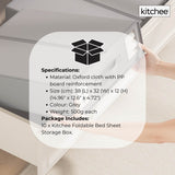 10x Kitchee Foldable Bed Sheet Storage Box – Linen & Closet Organiser Grey - Low Angle