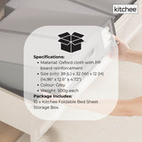 10x Kitchee Foldable Bed Sheet Storage Box - Linen and Closet Organiser Grey - Low Angle