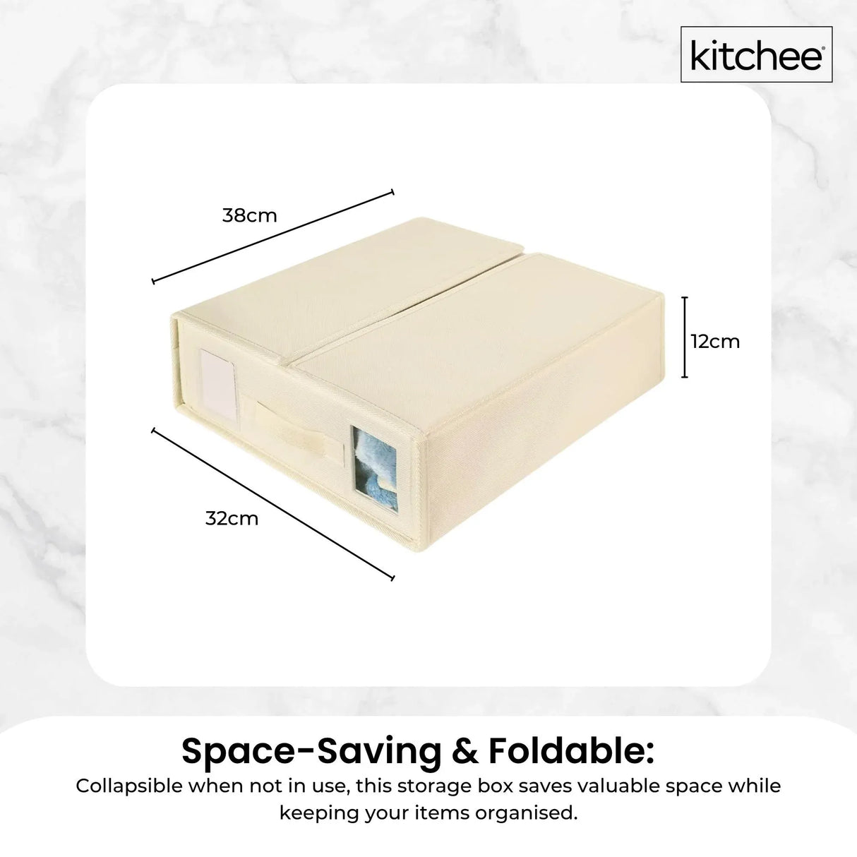 1x Kitchee Foldable Bed Sheet Storage Box - Linen and Closet Organiser Beige