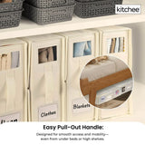 1x Kitchee Foldable Bed Sheet Storage Box - Linen and Closet Organiser Beige - Close-Up Angle