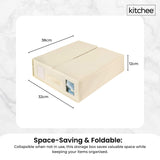 4x Kitchee Foldable Bed Sheet Storage Box – Linen & Closet Organiser Beige - Rear View