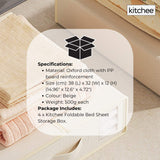 4x Kitchee Foldable Bed Sheet Storage Box – Linen & Closet Organiser Beige - Low Angle