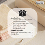 10x Kitchee Foldable Bed Sheet Storage Box - Linen and Closet Organiser Beige - Low Angle
