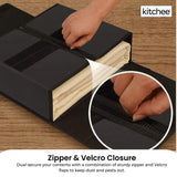 1x Kitchee Foldable Bed Sheet Storage Box - Linen and Closet Organiser Black - Side View