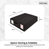 1x Kitchee Foldable Bed Sheet Storage Box - Linen and Closet Organiser Black - Rear View
