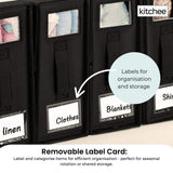 4x Kitchee Foldable Bed Sheet Storage Box - Linen and Closet Organiser Black - 45-Degree Angle