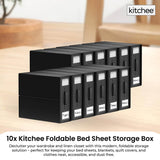 10x Kitchee Foldable Bed Sheet Storage Box – Linen & Closet Organiser Black - Front View