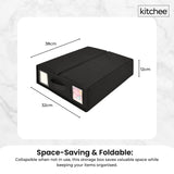 10x Kitchee Foldable Bed Sheet Storage Box – Linen & Closet Organiser Black - Rear View