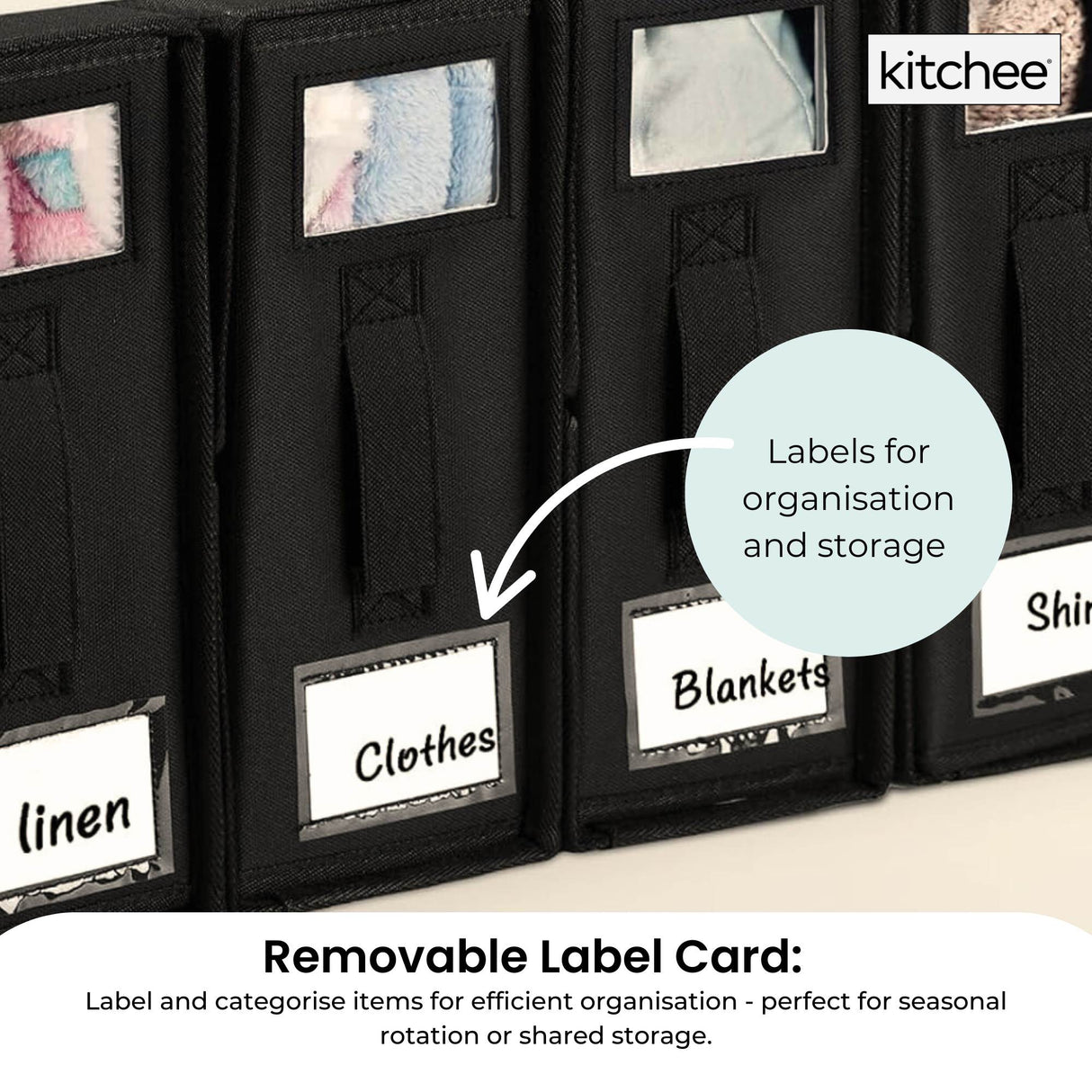 10x Kitchee Foldable Bed Sheet Storage Box - Linen and Closet Organiser Black