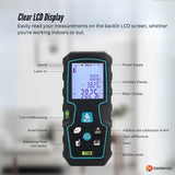 Tooleroo 100m Digital Laser Distance Measurer - LCD Area Volume Meter Tool - Rear View