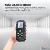 Tooleroo 100m Digital Laser Distance Measurer - LCD Area Volume Meter Tool - Side View