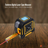 Tooleroo 40m Digital Laser Tape Measure + 5m Steel Tape – 3-in-1 Cross Marking - Side View