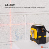 Tooleroo 40m Digital Laser Tape Measure + 5m Steel Tape ??3-in-1 Cross Marking