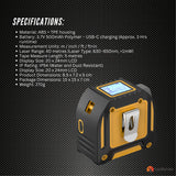 Tooleroo 40m Digital Laser Tape Measure + 5m Steel Tape ??3-in-1 Cross Marking