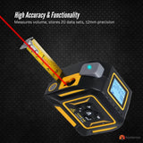 Tooleroo 60m Digital Laser Tape Measure + 5m Steel Tape ??3-in-1 Cross Marking - Close-Up Angle