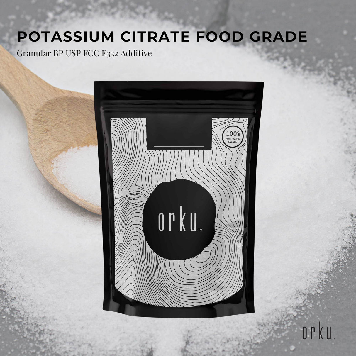 Orku 1Kg Potassium Citrate Food Grade - Granular BP USP FCC E332 Additive