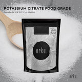 Orku 2Kg Potassium Citrate Food Grade - Granular BP USP FCC E332 Additive - Front View