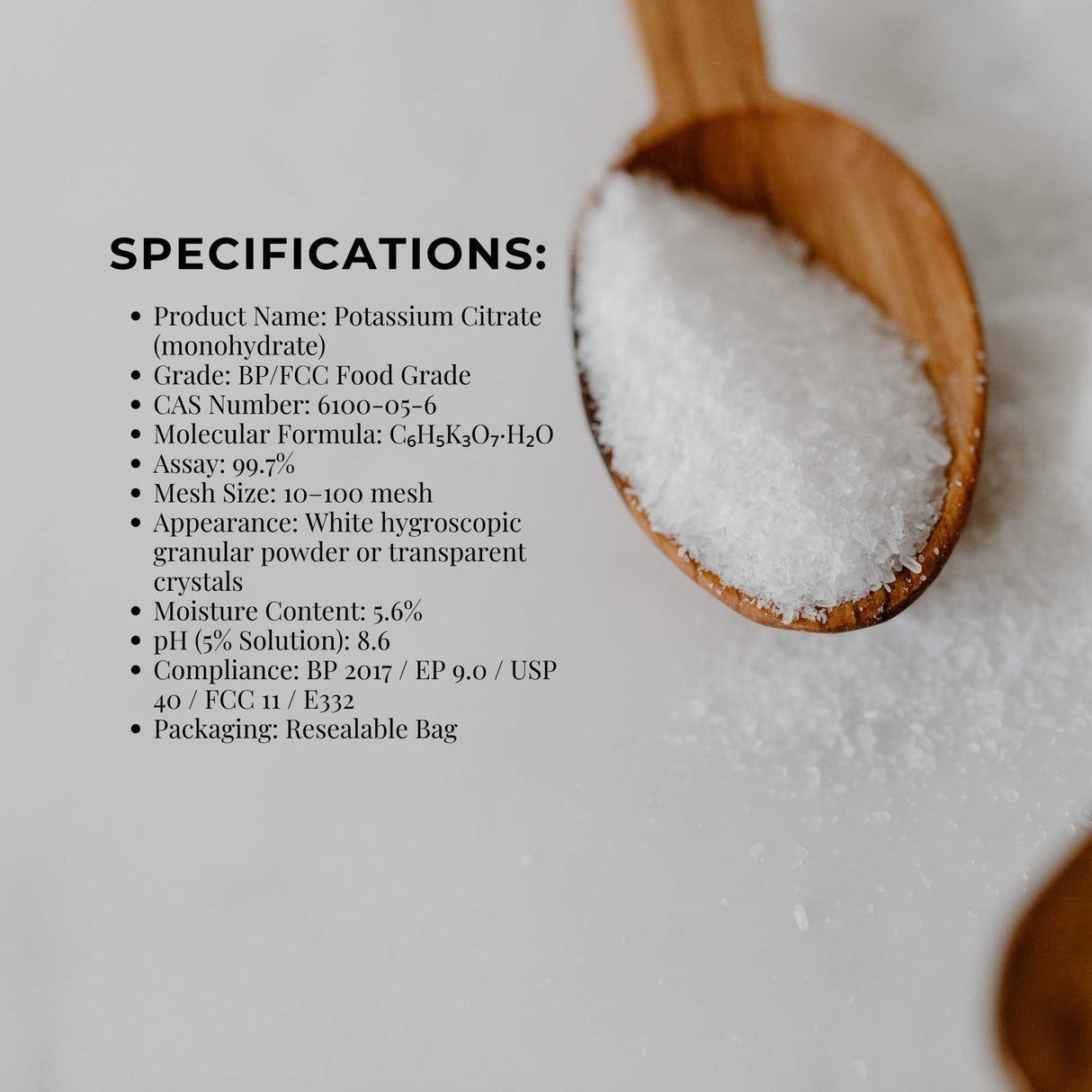 Orku 5Kg Potassium Citrate Food Grade - Granular BP USP FCC E332 Additive
