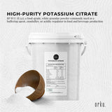Orku 1.3Kg Potassium Citrate Food Grade Tub - Granular BP USP FCC E332 Additive - Side View