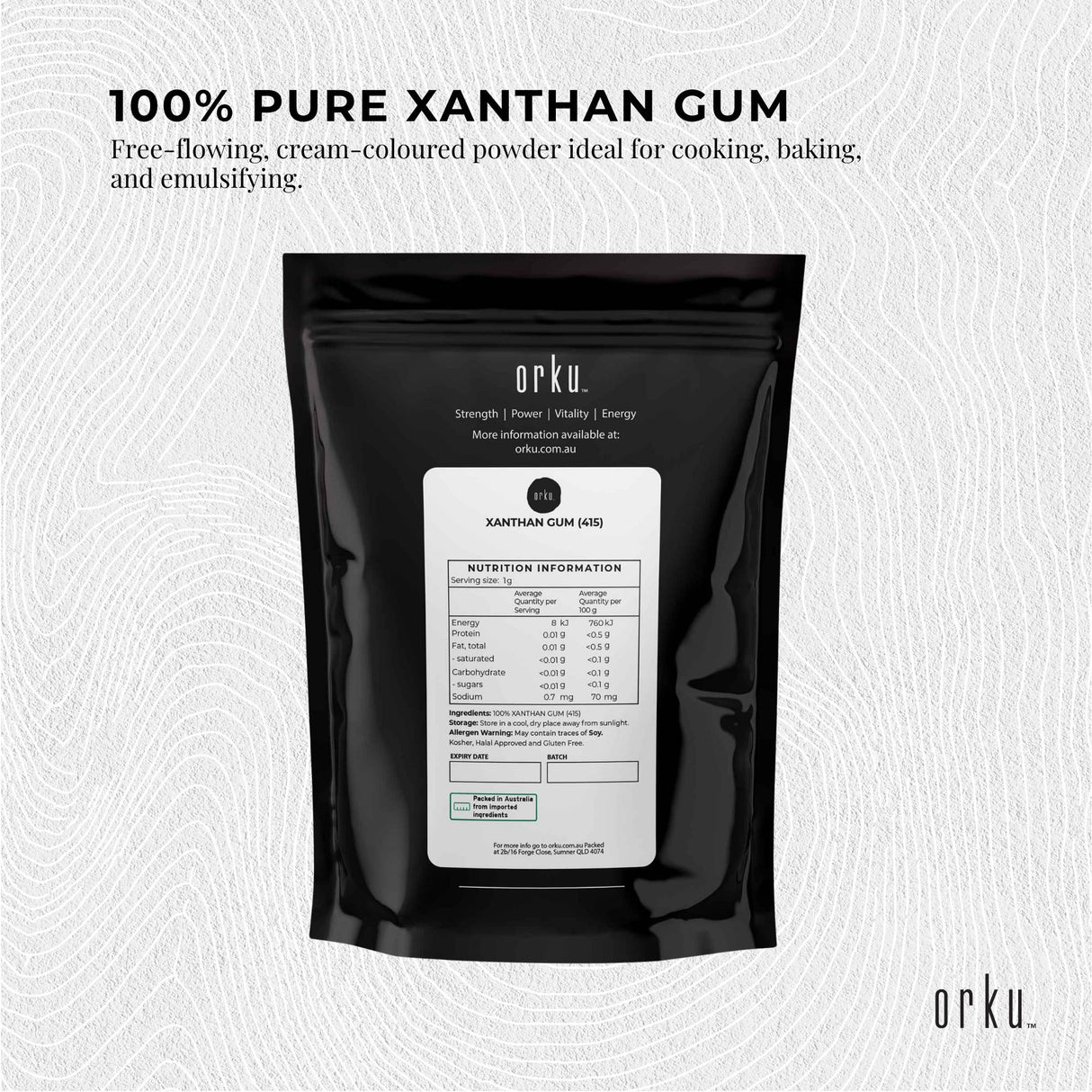 Orku 100g Xanthan Gum Thickener Pure Fine Powder 200 Mesh FCC E415 Food Additive