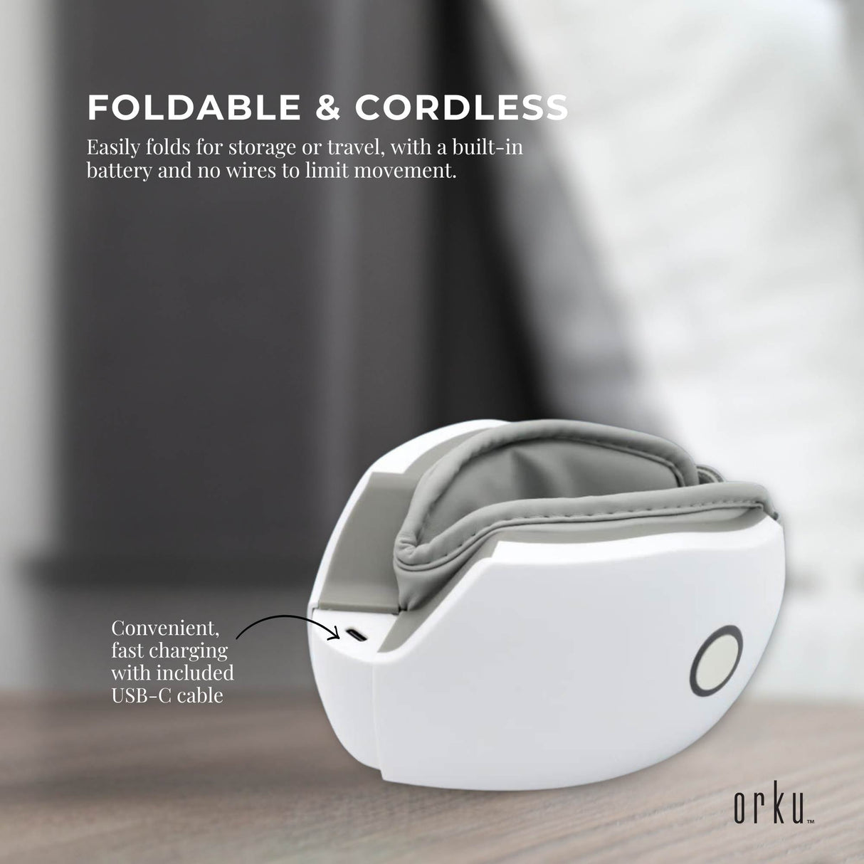 Orku Rechargeable Eye Massager ??Vibration Heat Pressure Therapy with Bluetooth
