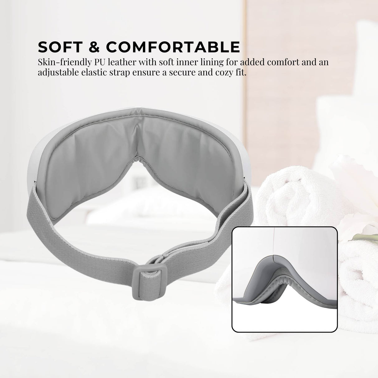 Orku Rechargeable Eye Massager ??Vibration Heat Pressure Therapy with Bluetooth