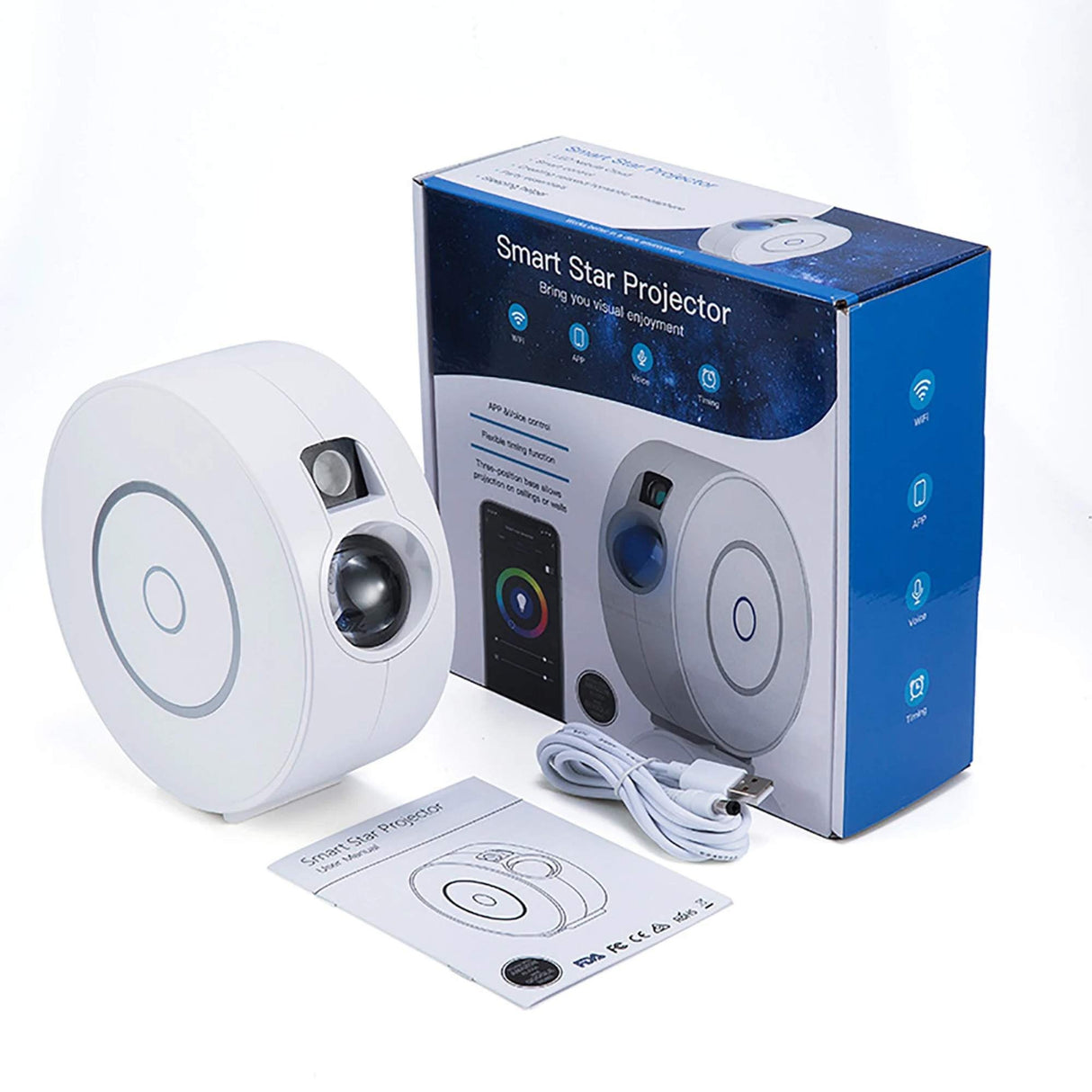 Social Hike Smart Galaxy Star Projector  WiFi LED Light App Voice Control White