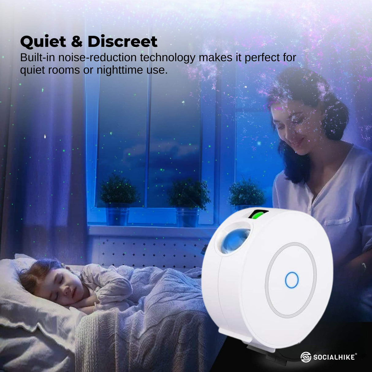 Social Hike Smart Galaxy Star Projector  WiFi LED Light App Voice Control White