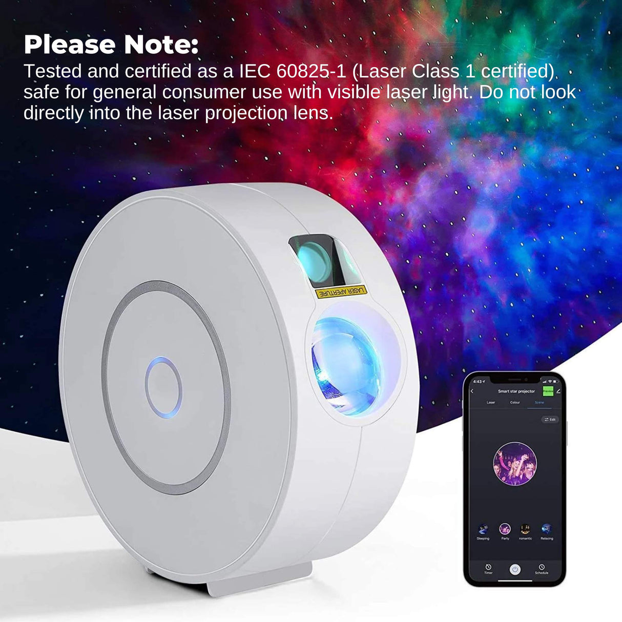 Social Hike Smart Galaxy Star Projector  WiFi LED Light App Voice Control White