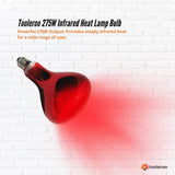 Tooleroo 275W Infrared Heat Lamp Bulb - Red Edison Screw Therapy Light YC-868B - Front View