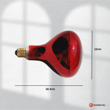 Tooleroo 275W Infrared Heat Lamp Bulb - Red Edison Screw Therapy Light YC-868B - Side View