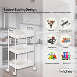 Kitchee 3-Tier Kitchen Storage Cart Trolley with Wheels - Shelf Organiser WHITE - Top-Down View