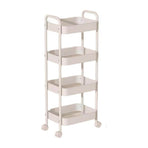 Kitchee 4-Tier Kitchen Storage Cart Trolley with Wheels - Shelf Organiser WHITE