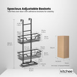 Kitchee 3 Tier Shower Caddy Over Door Bathroom Hanging Shelf Storage Rack Black - 45-Degree Angle