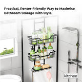 Kitchee 3 Tier Shower Caddy Over Door Bathroom Hanging Shelf Storage Rack Black - Rear View