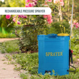 16L Rechargeable Backpack Pressure Sprayer - Portable Electric Garden Weed Pump - Front View