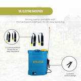 16L Rechargeable Backpack Pressure Sprayer - Portable Electric Garden Weed Pump - Top-Down View