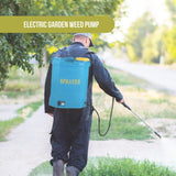 16L Rechargeable Backpack Pressure Sprayer - Portable Electric Garden Weed Pump - Rear View