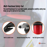 1x Car Cane Door Handle - Portable Elderly Standing Aid LED Flashlight Hammer Tool - Top-Down View