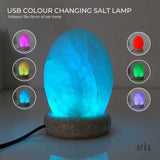 USB Colour Changing Egg Shape Himalayan Pink Salt Lamp Color Change LED Light - Side View