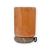 USB Colour Changing Salt Himalayan Lamp - Cylinder Shape Pink Rock LED Light - Front View