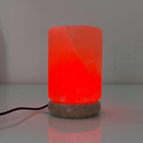 USB Colour Changing Salt Himalayan Lamp - Cylinder Shape Pink Rock LED Light - 45-Degree Angle