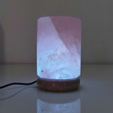 USB Colour Changing Salt Himalayan Lamp - Cylinder Shape Pink Rock LED Light - Rear View