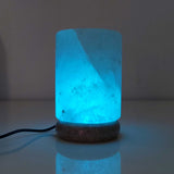 USB Colour Changing Salt Himalayan Lamp - Cylinder Shape Pink Rock LED Light - Low Angle