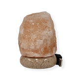 USB Colour Changing Salt Himalayan Lamp - Natural Shape Pink Rock LED Light - Front View