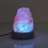 USB Colour Changing Salt Himalayan Lamp - Natural Shape Pink Rock LED Light - 45-Degree Angle