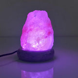 USB Colour Changing Salt Himalayan Lamp - Natural Shape Pink Rock LED Light - Rear View